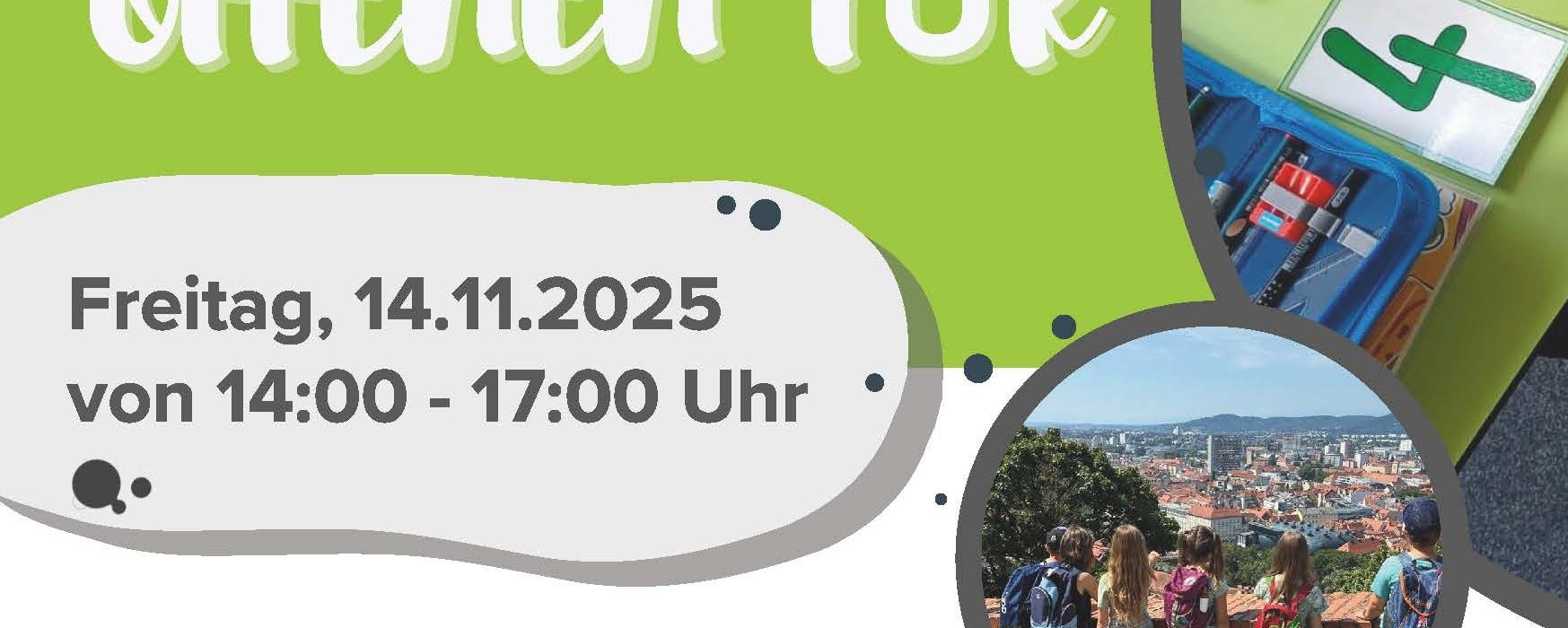 Einladung zum Tag der offenen Tür 2025 mit Daten der Veranstaltung